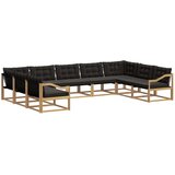 vidaXL Zunanja garnitura za sedenje z blazino 9 pcs Bela in črna, (5000280518) | Shoptok.si