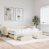 vidaXL Dnevni krevet na razvlačenje s ladicama krem 90x200 cm tkanina Cijene