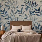  Foto tapeta - Leaves in Blue Colors Delicate Botanical Motif 350x256 Premium | shoptok.hr