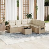 Maison Chic Seti vrtnega pohištva - Vrtna garnitura - Vrtni pohištvo set 7-delna z blazinami bež poli ratan, (21802800) | Shoptok.si