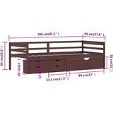 vidaXL Okvir za krevet i ladice/ormarić tamnosmeđi 90x200 cm borovina | shoptok.hr