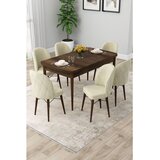 Hanah home trpezarijski set Rut, sto na razvlačenje i 6 stolica, ploča u dekoru drveta Baroque, krem tkanina Babyface | Eponuda.com