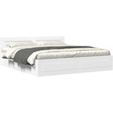 Maison Chic Posteljni Okvir - Dvoposteljna postelja z vzglavjem brez vzmetnice bel 180x200 cm, (22080276) | Shoptok.si