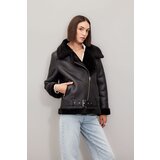 Defacto Double Breasted Plush Lined Coat Zipper Closure Pocket Belted Seasonal Cene