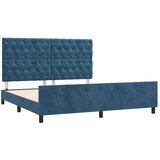  Posteljni okvir z vzglavjem temno moder 160x200 cm žamet, (20904484) | Shoptok.si