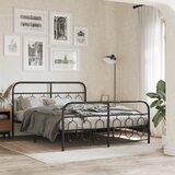 Maison Chic Kovinski Posteljni okvir - Dvoposteljna postelja - Zakonska postelja z vzglavjem in vznožjem črn 140x200 cm, (21696413) | Shoptok.si