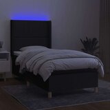  Box spring postelja z vzmetnico LED črna 80x200 cm blago, (20901838) | Shoptok.si