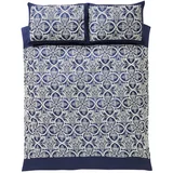 Catherine Lansfield Tamno plava posteljina za bračni krevet 200x200 cm Flock Trellis –