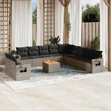 Maison Chic Seti vrtnega pohištva - Vrtna garnitura - Vrtni pohištvo set 12-delna z blazinami siva poli ratan, (21810174) | Shoptok.si