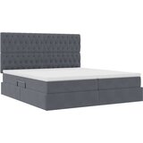  LED krevet za pohranu s madracem Tamnosiva 200 x 200 cm Baršun | shoptok.hr