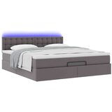 vidaXL Otomanski posteljni okvir z vzmetnico siv 160x200 cm um. usnje | Shoptok.si