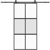 vidaXL Drsna vrata z opremo črna 102,5x205 cm kaljeno steklo | Shoptok.si