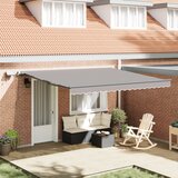 vidaXL Ručna uvlačiva tenda s LED svjetlom svjetlosiva 400x300 cm, Zamjenski materijal za tendu za okvir 4x3 m svjetlosiva Cijene