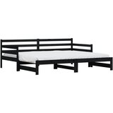  The Living Store Izvlečna dnevna postelja črna 80x200 cm trdna borovina - Izvlečna Dnevna Postelja, (21501561) | Shoptok.si