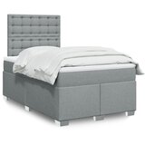 vidaXL Boxspring postelja z vzmetnico svetlo siva 120x190 cm blago | Shoptok.si