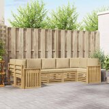  Set vanjskih sofa 7 pcs Bijela i bež 304 x 128,5 x 73 cm | shoptok.hr