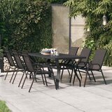 The Living Store Vrtni stol crni 180 x 80 x 70 cm od čelika i stakla | shoptok.hr