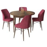 Hanah home Set Trpezarijski sto i 4 stolice, bordo-smeđa | Eponuda.ba