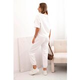 Kesi Włoski Women's viscose set with short sleeves and trousers ecru | Shoptok.si