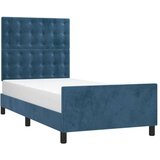  Posteljni okvir z vzglavjem temno moder 80x200 cm žamet | Shoptok.si