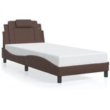 Maison Chic Posteljni okvir - Enojna postelja - Postelja za odrasle z vzglavjem rjav 90x200 cm umetno usnje-J9616, (21760552) | Shoptok.si