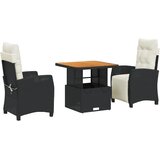 vidaXL 3-dijelni vrtni blagovaonski set s jastucima od poliratana crni | shoptok.hr
