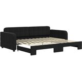  Dnevni krevet na razvlačenje crni 90 x 200 cm baršunasti | shoptok.hr