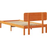  Okvir kreveta s uzdignutim naslonom vosak smeđi 100x200 cm masivna borovina | shoptok.hr