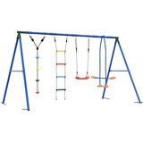  Set vanjskih ljuljački Šareni Čelik i PE - Crvena Swing sjedalo + ljestve + disk klackalica + klackalica | shoptok.hr