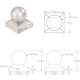 vidaXL Pokrovčki za stebričke 6 kosov krogla pocinkana kovina 91x91 mm | Shoptok.si