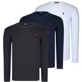 Dewberry TRIPLE SET T8588 ROUND COLLAR MEN'S SWEATSHIRT-BLACK-WHITE-LACİVERT | Shoptok.si