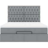 vidaXL Otomanski posteljni okvir z vzmetnico siv 140x190 cm blago | Shoptok.si