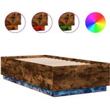  The Living Store Posteljni okvir z LED lučkami dimljeni hrast 90x190 cm inž. les - Posteljni Okvir, (21445679) | Shoptok.si