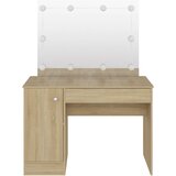 vidaXL Toaletna mizica z LED lučkami 110x55x145 cm MDF hrast | Shoptok.si