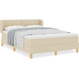 Box Spring postelja z vzmetnico v krem, 140x200 cm, Tkanina, (22052857) | Shoptok.si
