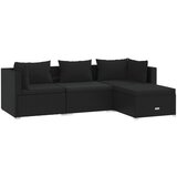 Maison Chic Seti vrtnega pohištva - Vrtna garnitura - Vrtni pohištvo set 4-delna z blazinami poli ratan črna, (21818004) | Shoptok.si