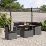vidaXL 6-dijelni set vrtnih sofa s jastucima crni od poliratana | shoptok.hr