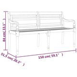  Klop Batavia z modro blazino 150 cm trdna tikovina, (20658318) | Shoptok.si