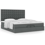 vidaXL Otomanski posteljni okvir z vzmetnicami siv 200x200 cm blago | Shoptok.si