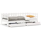 vidaXL Dnevna postelja s predali bela 90x190 cm trdna borovina, (21303507) | Shoptok.si