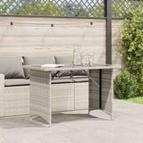 vidaXL Vrtni stol sa staklenom pločom sivi 110x68x70 cm od poliratana | shoptok.hr
