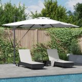 vidaXL Kantilevrni Roma dežnik z LED lučmi Pesek 286x285x270 cm Aluminij | Shoptok.si