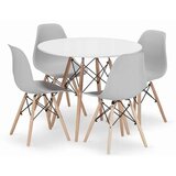 Modern Home Torino okrugli sto 80 cm white + Milano set 4 stolice svetlo siva | ePonuda.com