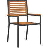 vidaXL 9-delni jedilni set za vrt Črno Poli Rattan Akacija | Shoptok.si