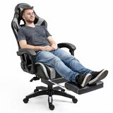 Lean Toys Igralni stol LEAN črno-siva – ergonomski gaming stol z naslonom za noge | Shoptok.si