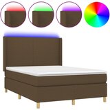 vidaXL Box spring postelja z vzmetnico LED temno rjava 140x190cm blago, (20726885) | Shoptok.si