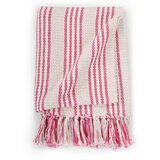 vidaXL Pamučni pokrivač na pruge 220x250 cm ružičasto bijeli | shoptok.hr