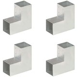 vidaXL Spojniki za stebre 4 kosi L oblike pocinkana kovina 91x91 mm | Shoptok.si
