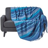 HOMESCAPES Bombažna odeja Morocco Striped Blue, 150x200 cm, (20749809) Cene