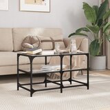 vidaXL Stolić za kavu s crnom staklenom površinom 78,5x40x45 cm čelik | shoptok.hr